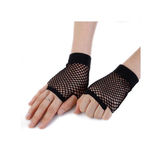 Short Fishnet Mesh Fingerless  Hen Night Fancy Dress Accessary