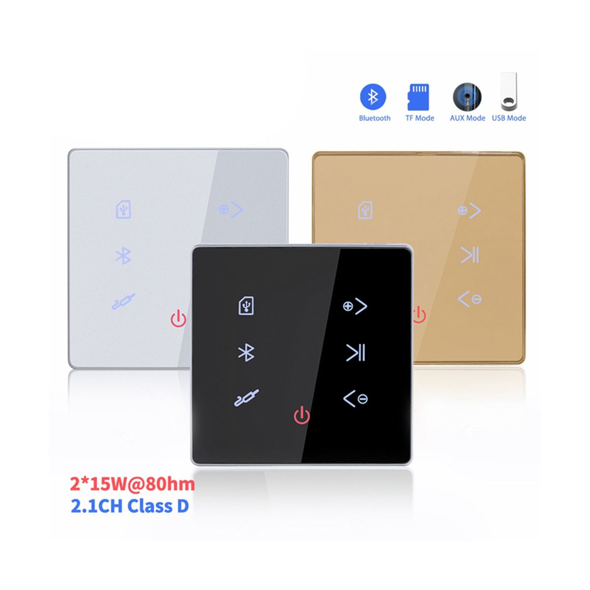 Bluetooth Amplifier in Wall USB SD Card Music Panel Smart Home Background Audio System Stereo for Hotel Restaurant-Black