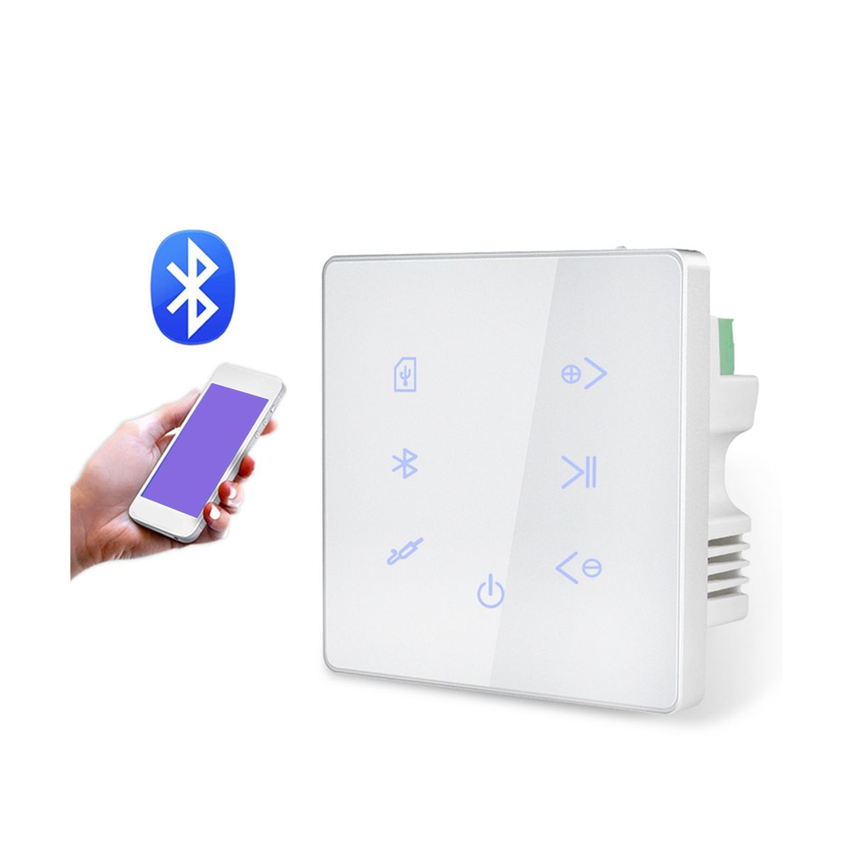 Bluetooth Amplifier in Wall USB SD Card Music Panel Smart Home Background Audio System Stereo for Hotel Restaurant-Black