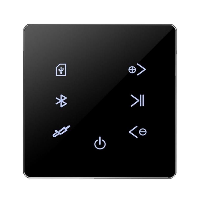 Bluetooth Amplifier in Wall USB SD Card Music Panel Smart Home Background Audio System Stereo for Hotel Restaurant-Black
