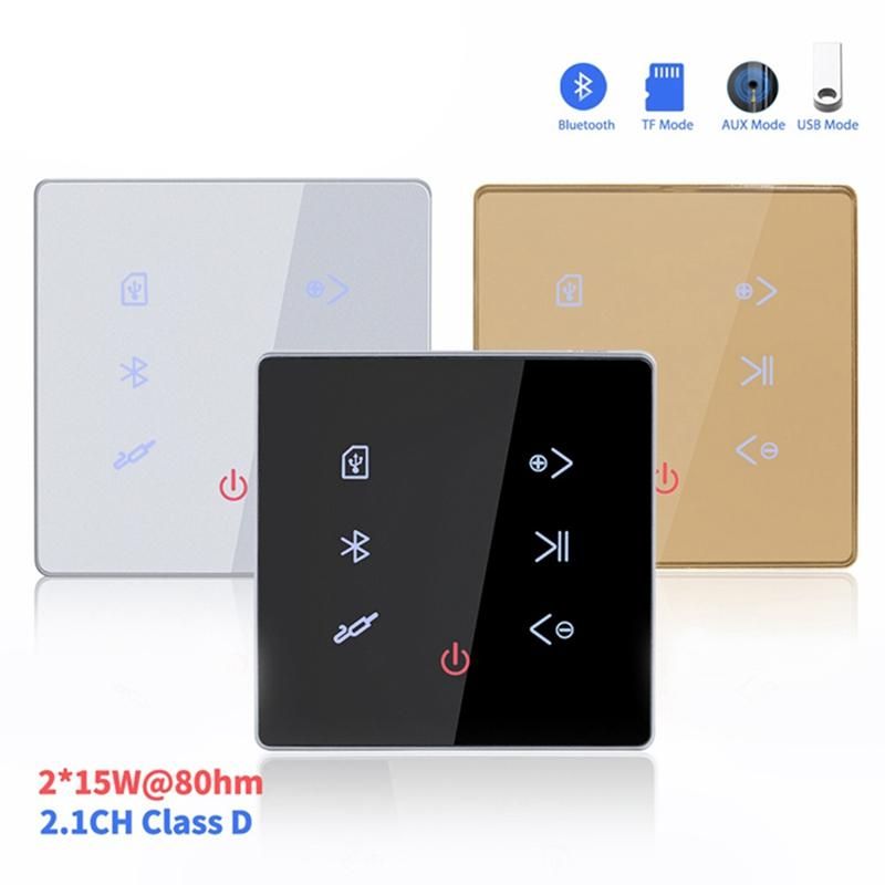 Bluetooth Amplifier in Wall USB SD Card Music Panel Smart Home Background Audio System Stereo for Hotel Restaurant-Black
