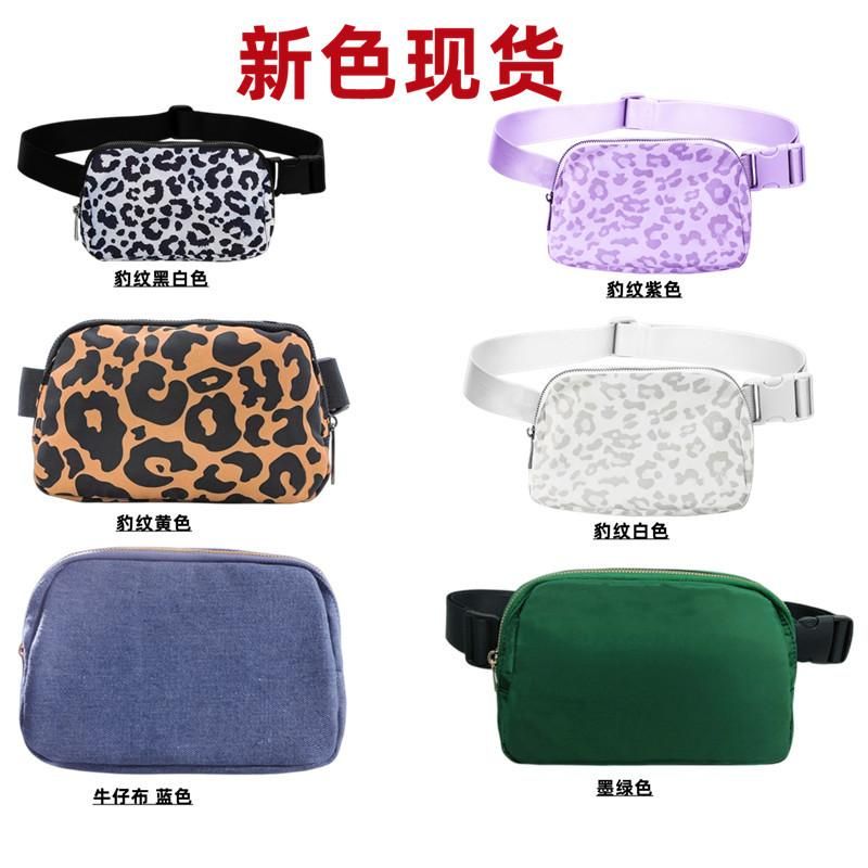 Cross-border new lulu waist bag nylon waterproof chest bag outdoor sports running mobile phone bag all-match Messenger men and women white
