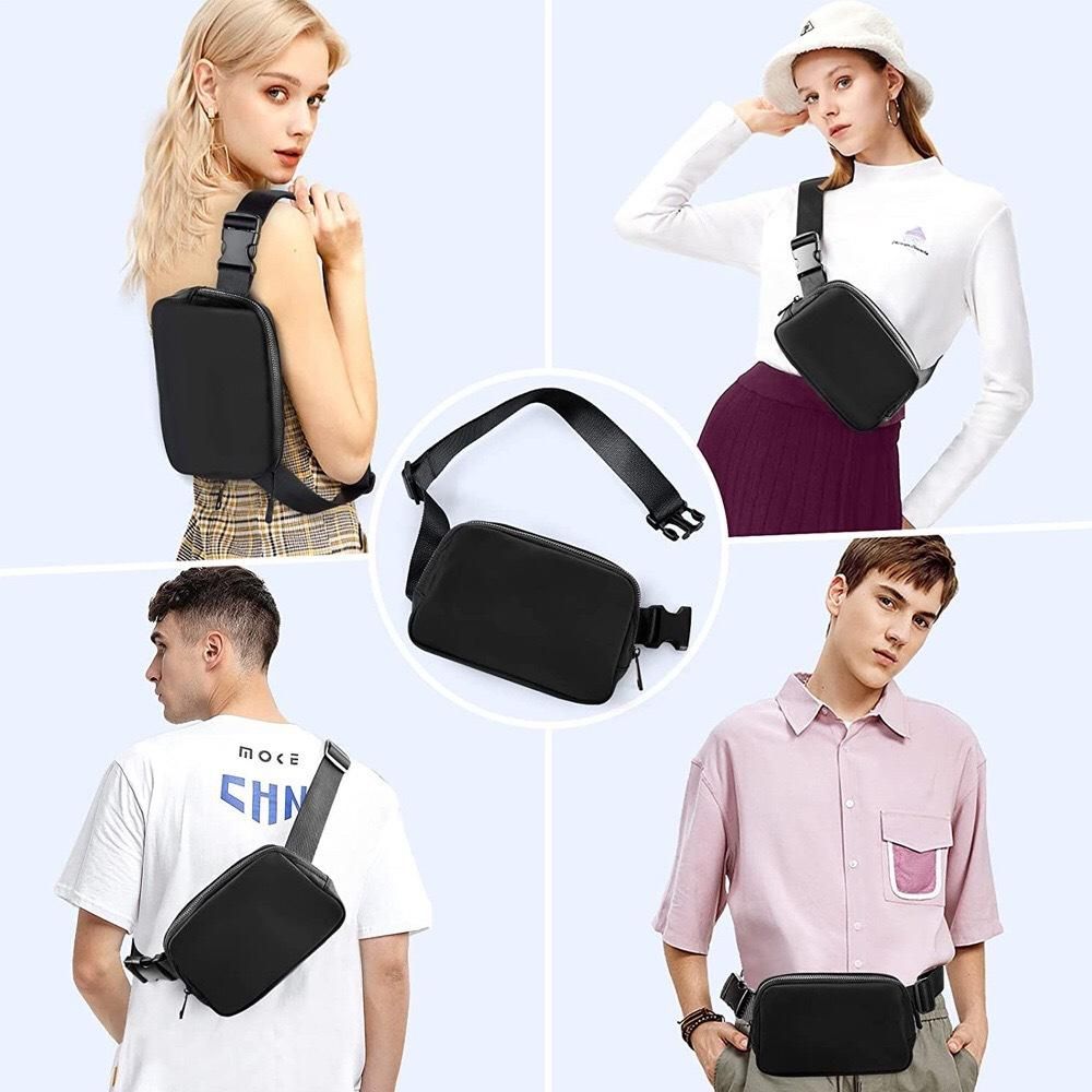 Cross-border new lulu waist bag nylon waterproof chest bag outdoor sports running mobile phone bag all-match Messenger men and women white