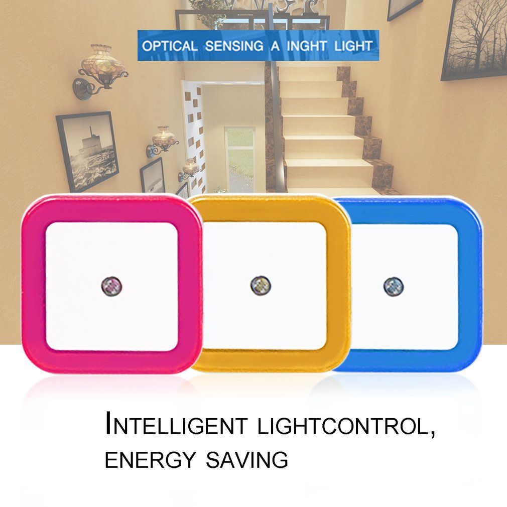 Intelligent LED Induction Lamp Square Shape Wall Light Nightlight Bedroom-blue-EU Plug