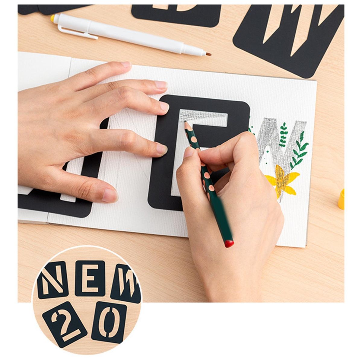 42Pcs Letter Stencils Symbol Templates Journal Tool
