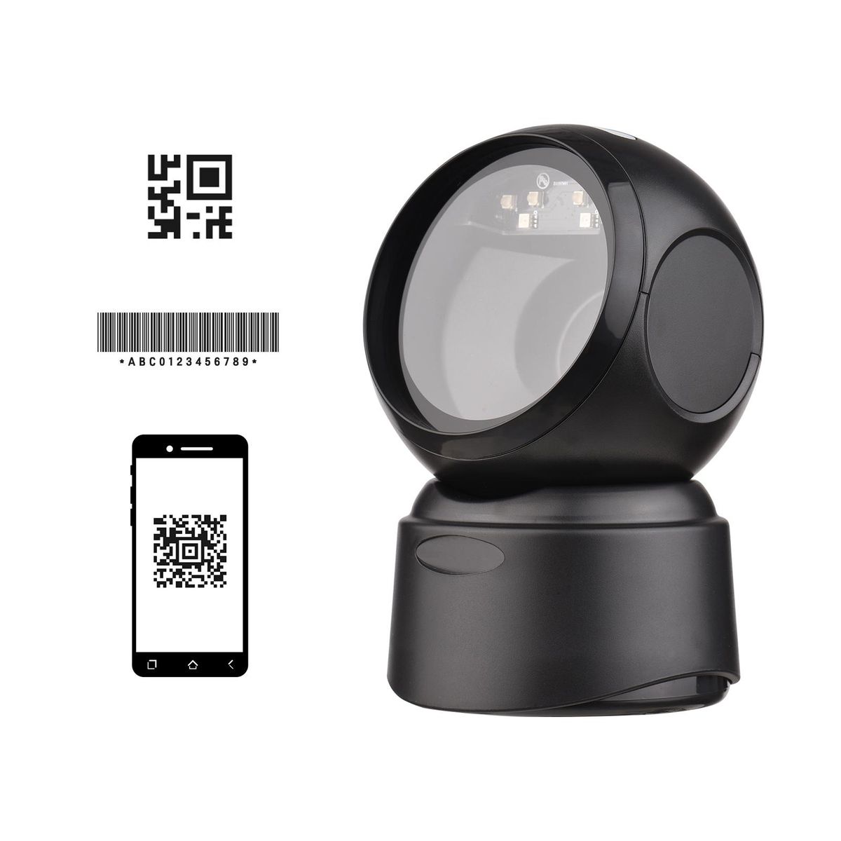 1D 2D QR Desktop Wired Barcode Scanner Platform Hands-Free Automatic Sense Reader USB RS232 Serial Port Plug&Play Compatible with Window Android System Image CMOS Sensor Suitable for Supermarket Retail Shop Grocery Store Ware