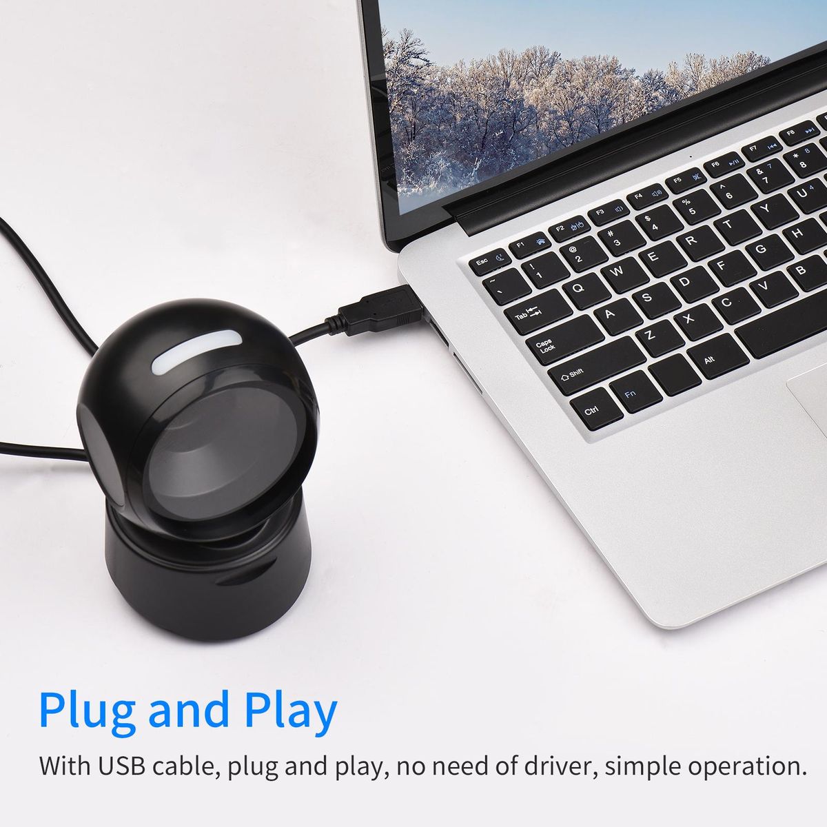 1D 2D QR Desktop Wired Barcode Scanner Platform Hands-Free Automatic Sense Reader USB RS232 Serial Port Plug&Play Compatible with Window Android System Image CMOS Sensor Suitable for Supermarket Retail Shop Grocery Store Ware