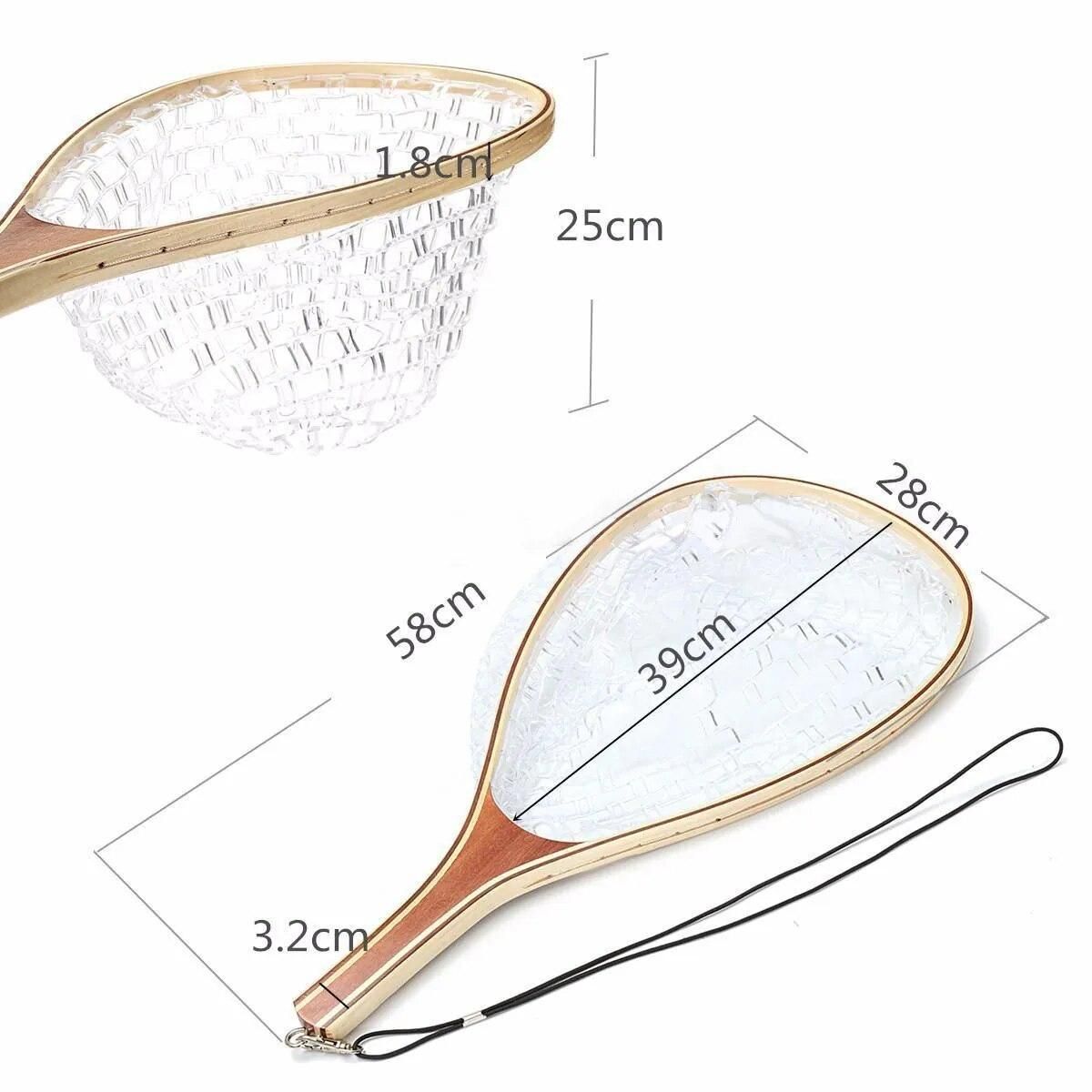 High Quality Fishing Landing Net Light-weight Wood Handle Anti-hook Rubber Net Folding Landing Net Outdoor Fishing Tool