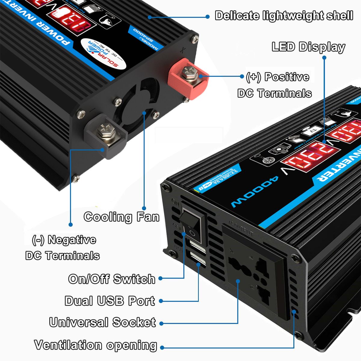 Modified Sine Wave Inverter 4000W Peak DC12V-AC220V