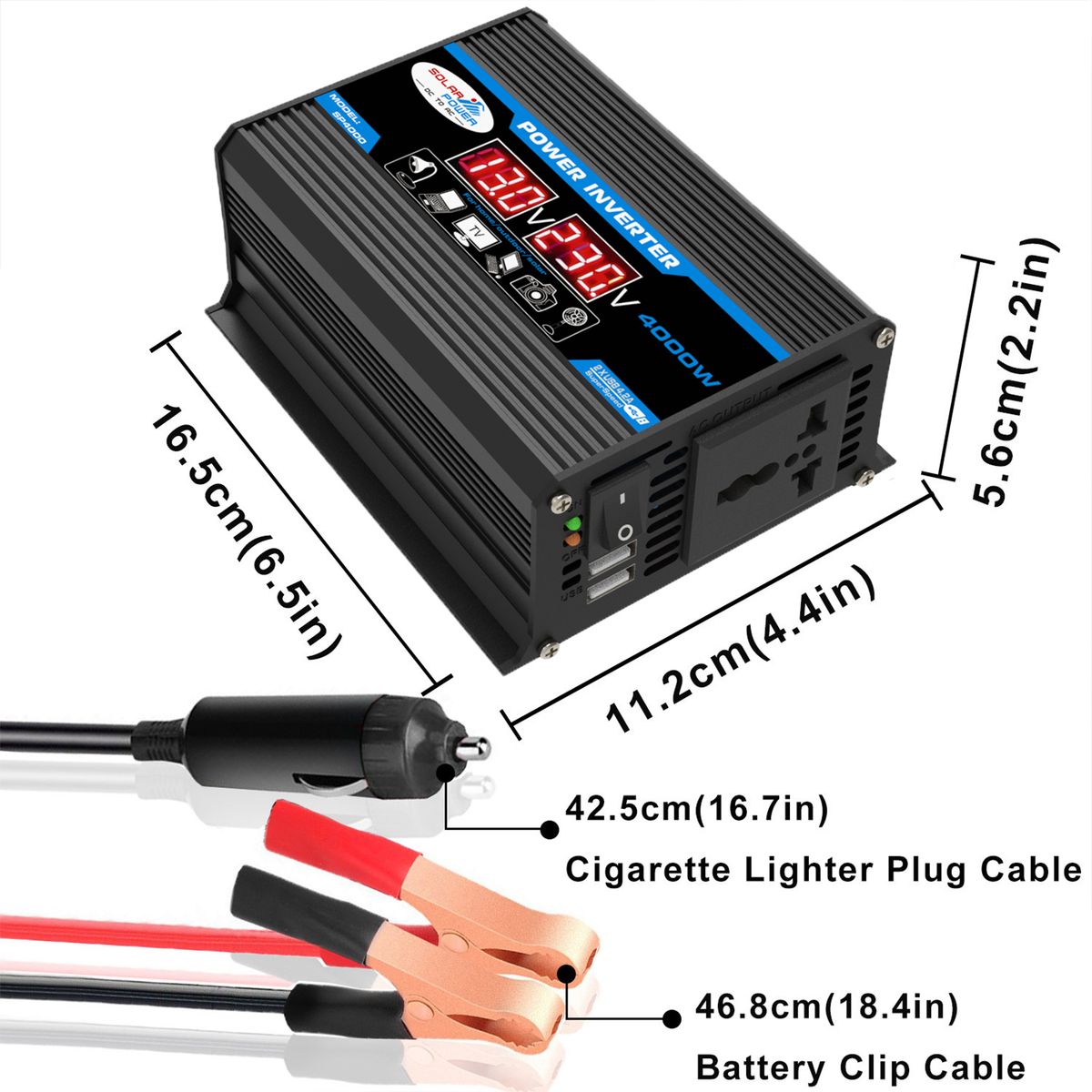 Modified Sine Wave Inverter 4000W Peak DC12V-AC220V