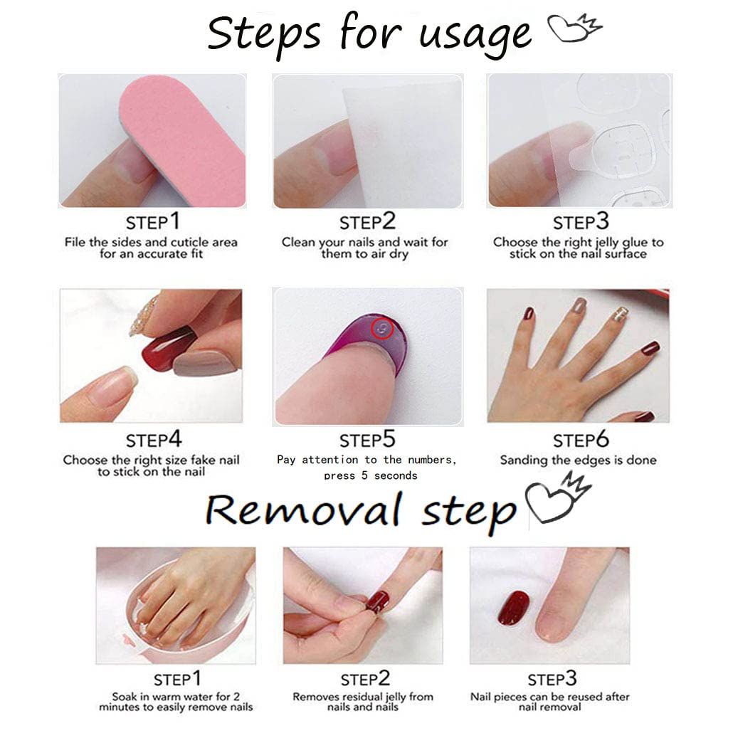 24Pcs Press On Nails Short French Tips Nails Glossy Fake Nails With Pink Square Shape Design