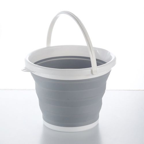 Foldable Bucket Outdoors Hiking Collapsible Grey/White.
