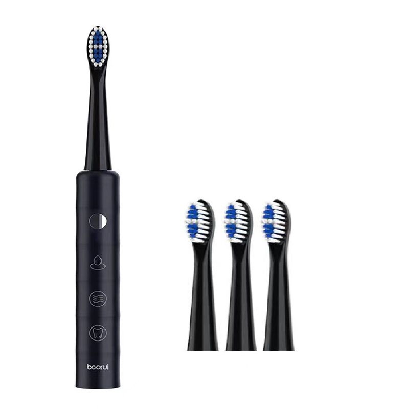 Electric Toothbrushes Whitening With 3 Brush Heads - BLACK