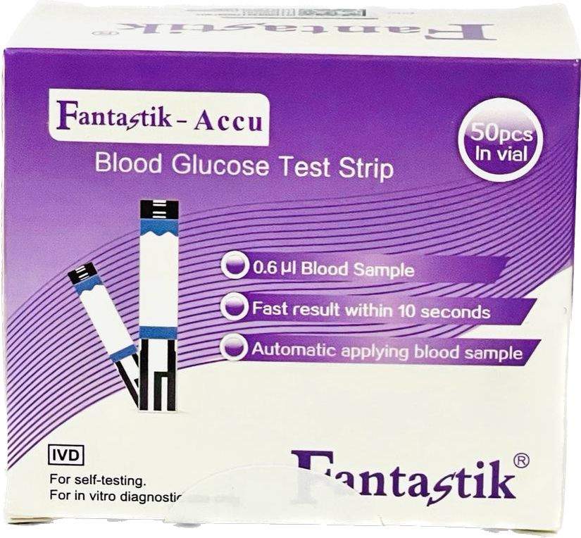 Accu Test Strip - 50 Strips + 50 Free Lancets + 50 Free Pads