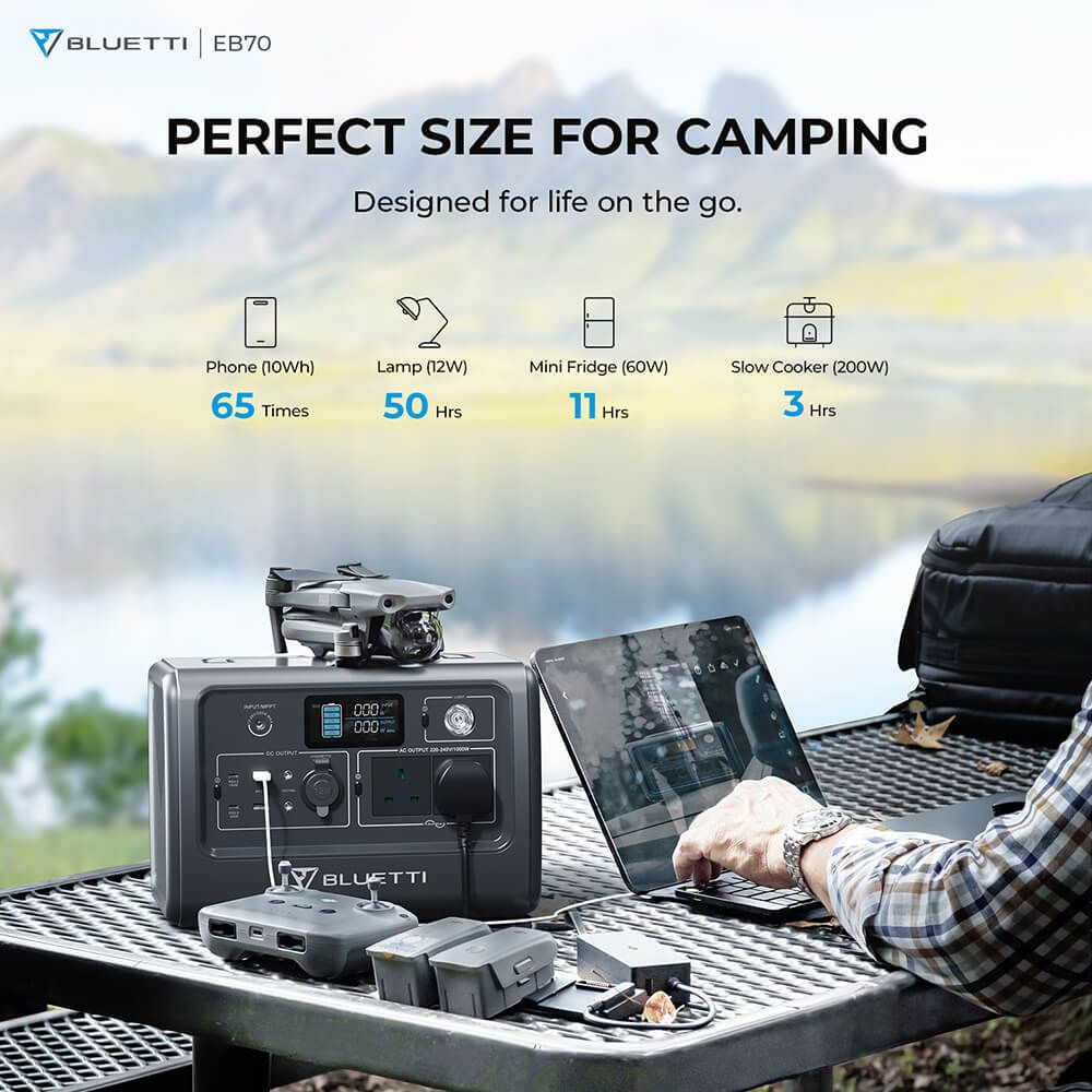 EB70 716Wh/1000W LiFePo4 Portable Solar Generator