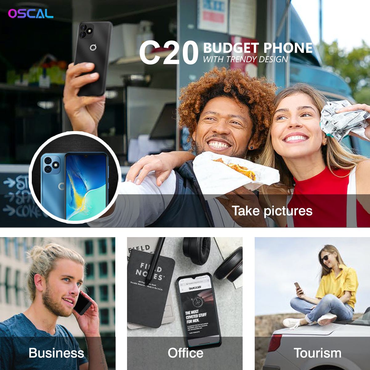 Oscal C20 6.088" 1GB RAM/32GB ROM Android 11 - Black