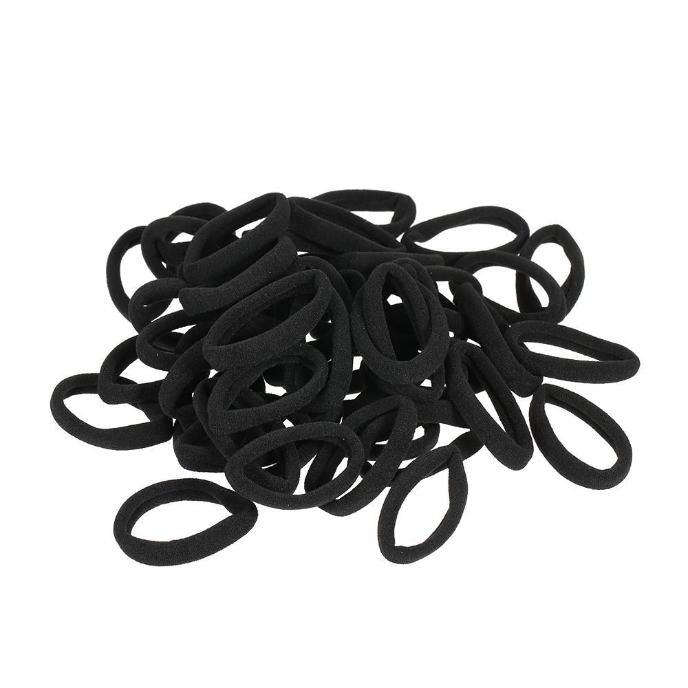 50p Pcs Black Thick Seamless No Slip Hair Bands Elastic Ties Soft Ponytail Holders for Women Girls