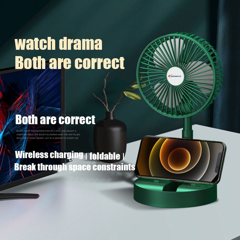NEW Rechargeable Fan With 3 Speeds Adjustable-Green