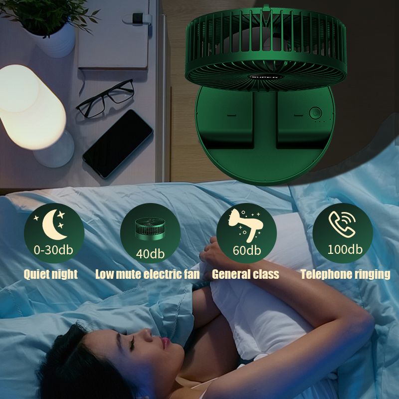 NEW Rechargeable Fan With 3 Speeds Adjustable-Green