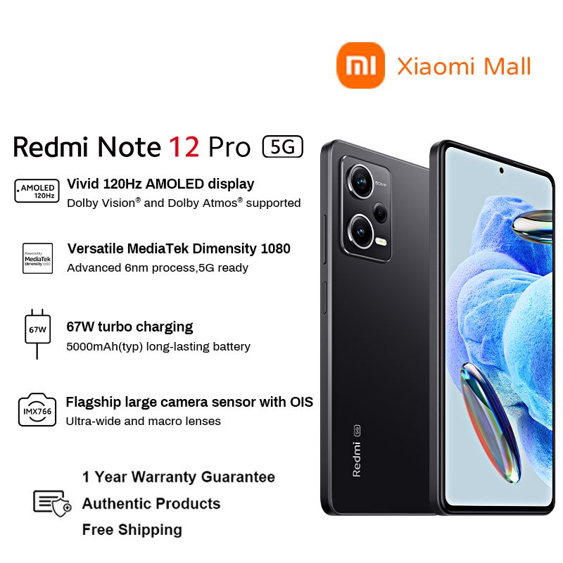 Redmi Note 12 Pro 6.67" 8GB RAM/256GB ROM Android 11 - Black