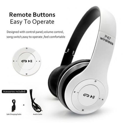 5.0 Wireless Bluetooth Stereo Foldable Headphone - White