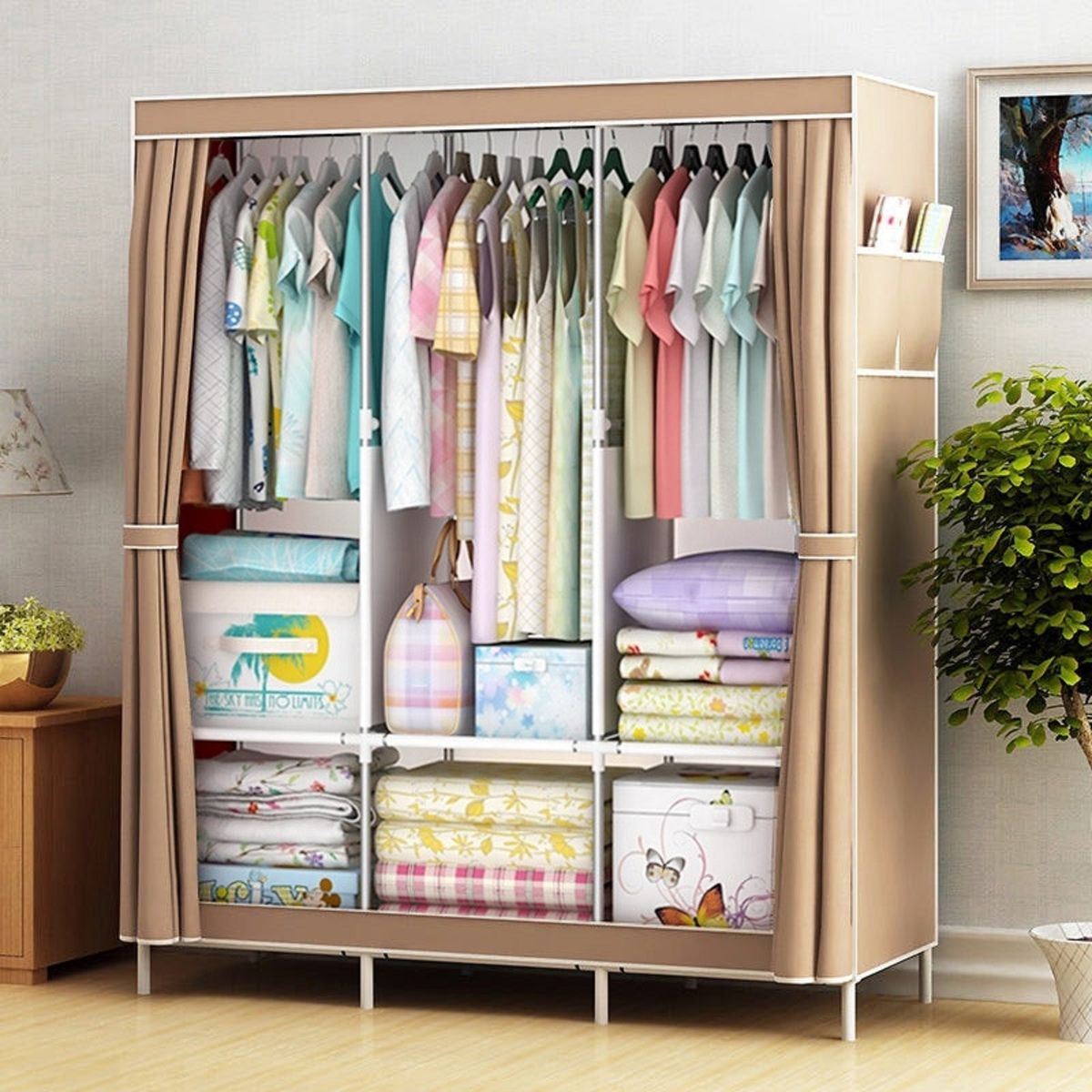 Classy 3 Column Mobile Steel Wardrobe Closet