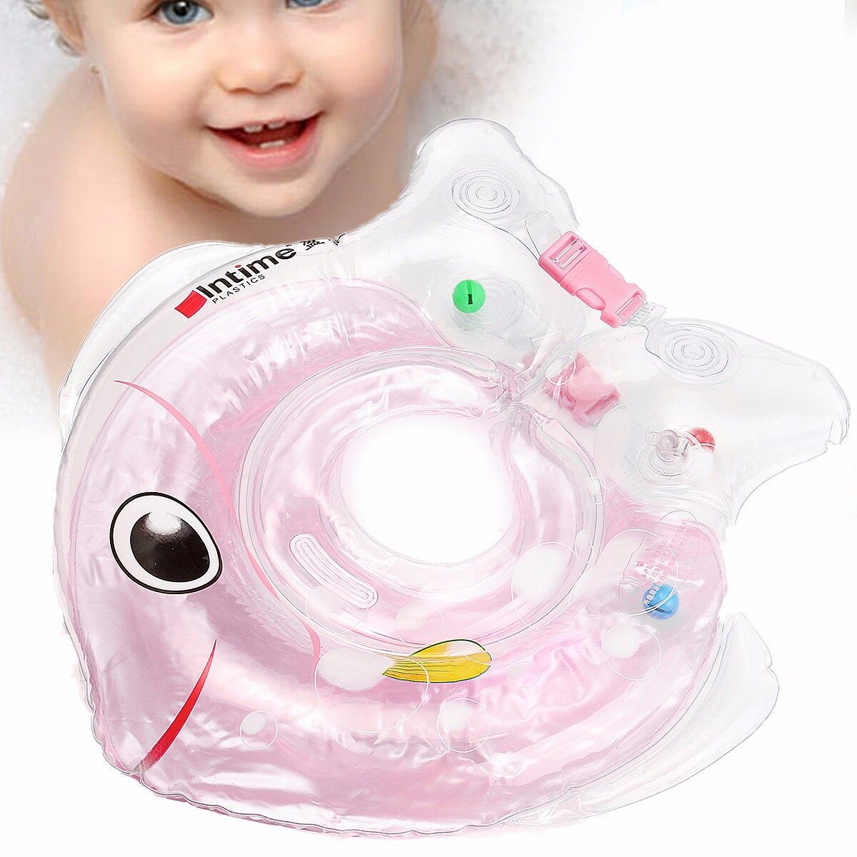 Baby Kids Child Bath Infant Swimming Neck Float Inflatable Ring Pink
