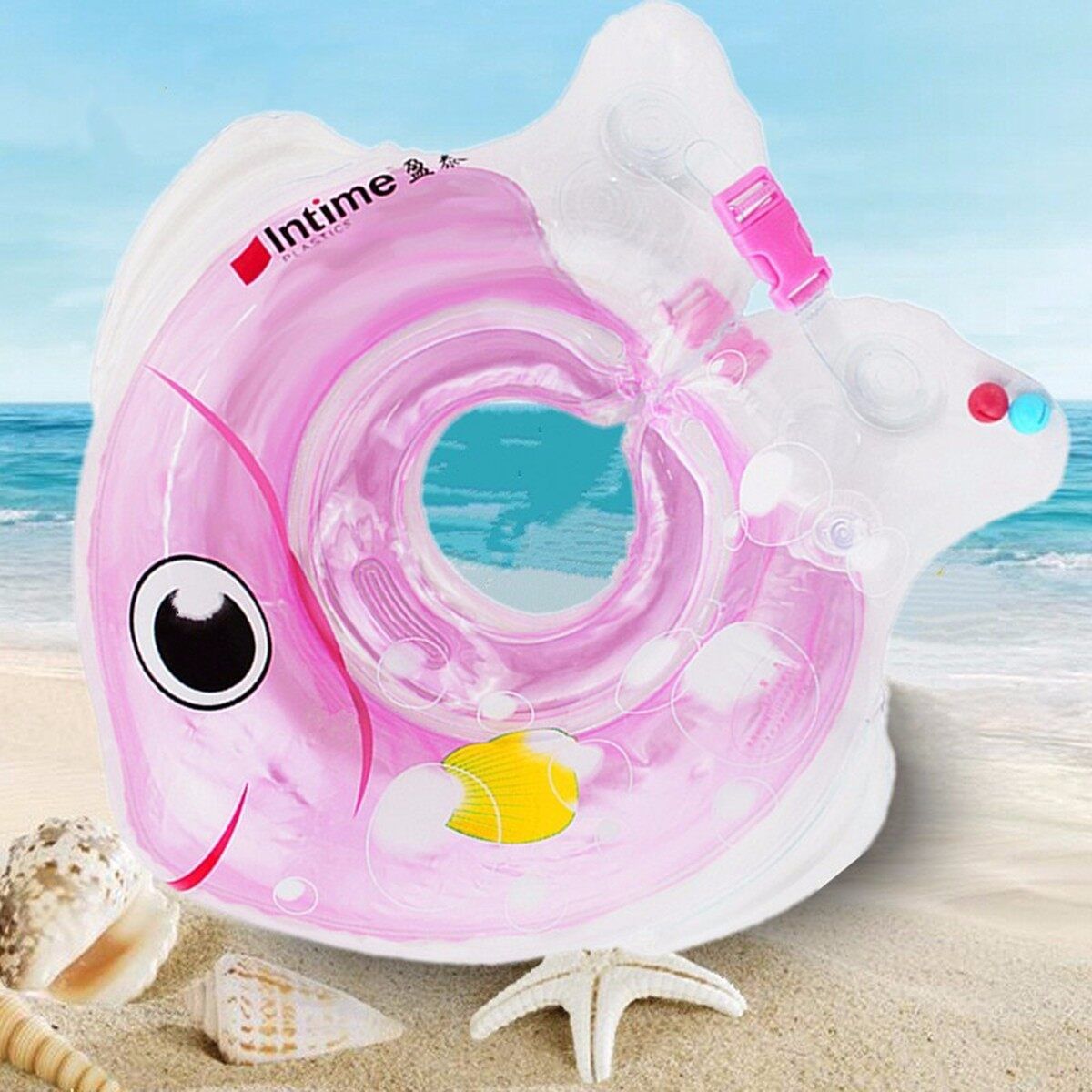 Baby Kids Child Bath Infant Swimming Neck Float Inflatable Ring Pink