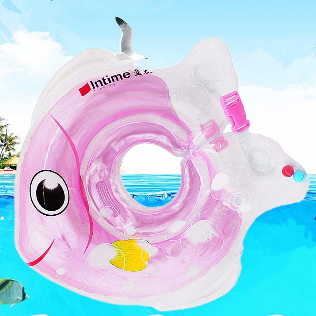Baby Kids Child Bath Infant Swimming Neck Float Inflatable Ring Pink