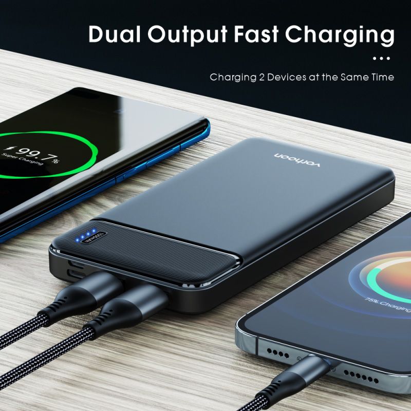 10000mAh Power Charge Bank Slim LCD Black