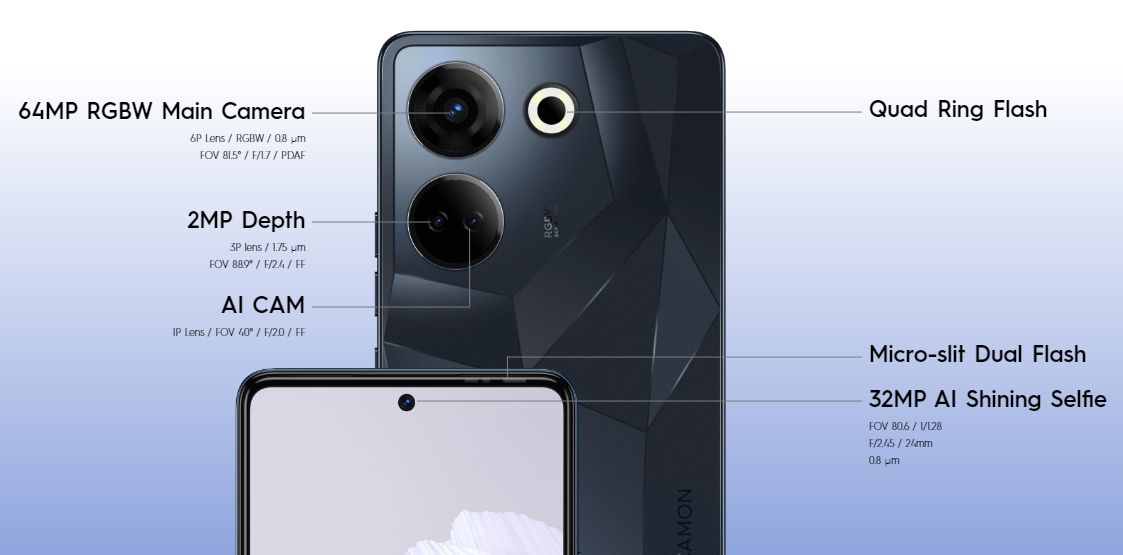 Camon 20 (CK6) 6.67"  8GB RAM/256GB ROM Android 13 -Black