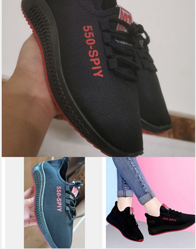 Women's Breathable Lace-up Sneakers-BL03-Black/Red