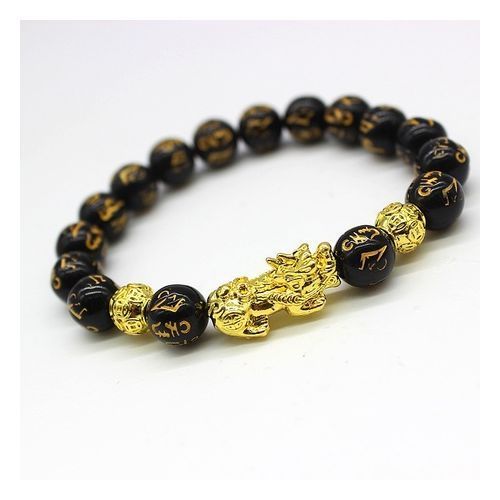 Feng Shui Black Obsidian Wealth Golden Bracelet