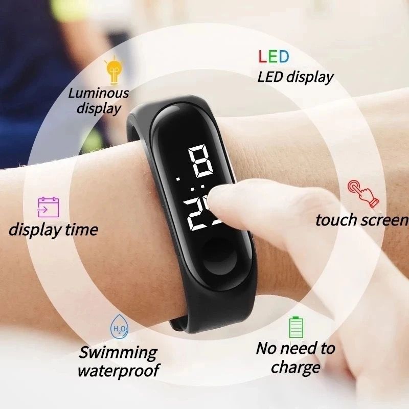 3 In 1 Kids Classic Waterproof  Children Wristwatch With Led