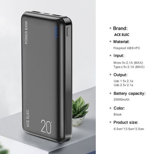 Power Banks 20000 MAh Utra Slim Portable Fast Charger (ACE ELEC) - 2