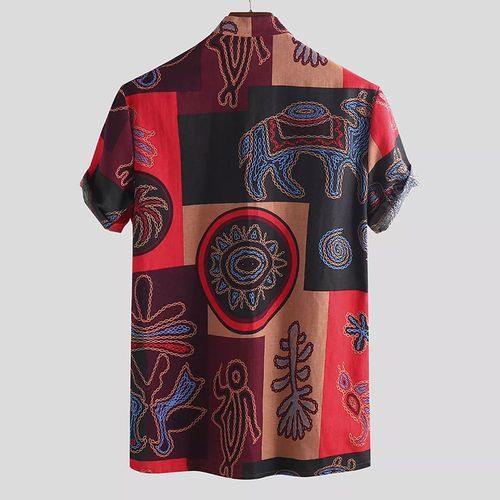 Mens Vintage Patterned Casual Short Sleeve Beach Shirts