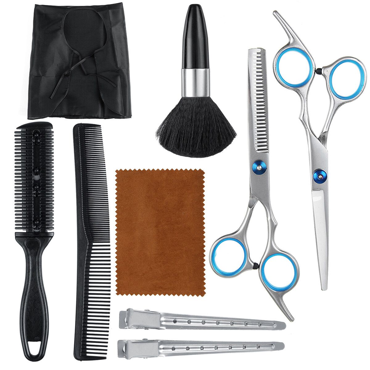 10pcs/set Professional Hair Scissor Set Hair Scissor Hairdressing Scisors Barber Thinning Scisors Hair Shears Kit For Barber Salon And Home Blue Screw