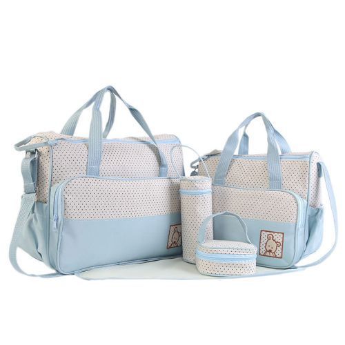 5Pcs Baby Dot Nappy Changing Bags Set Mummy