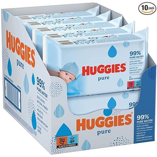 10 Packs Of Huggies Pure Baby Wipes-560 Count