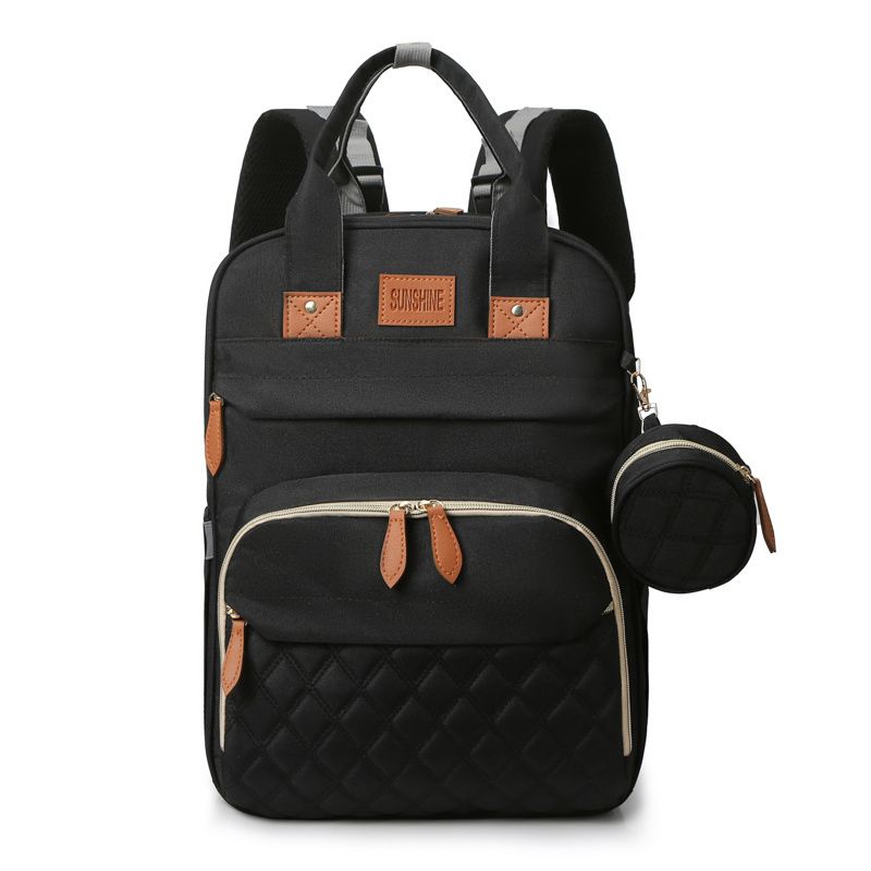 Mummy Baby Diaper Bag Backpack With Changing Station Multifunction Potable Large Capacity Diaper Bag Outdoor Travel Baby Bed. Black