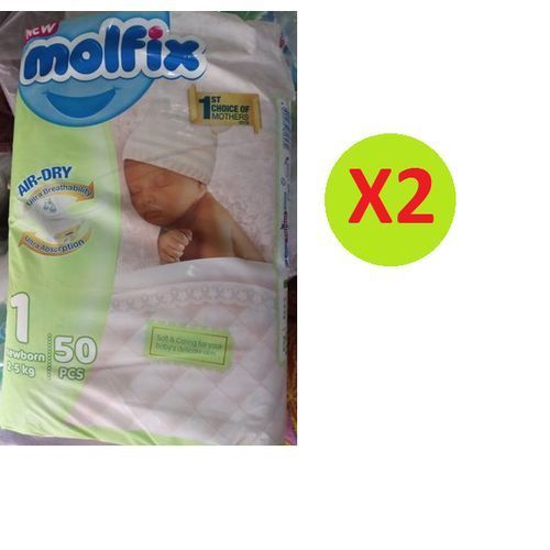BABY DIAPERS FOR NEW BORN (SIZE 1) X 2 = 100 Pcs