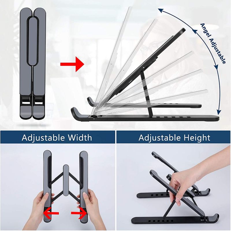 Plastic Foldable Adjustable Stand Holder For Laptop Black