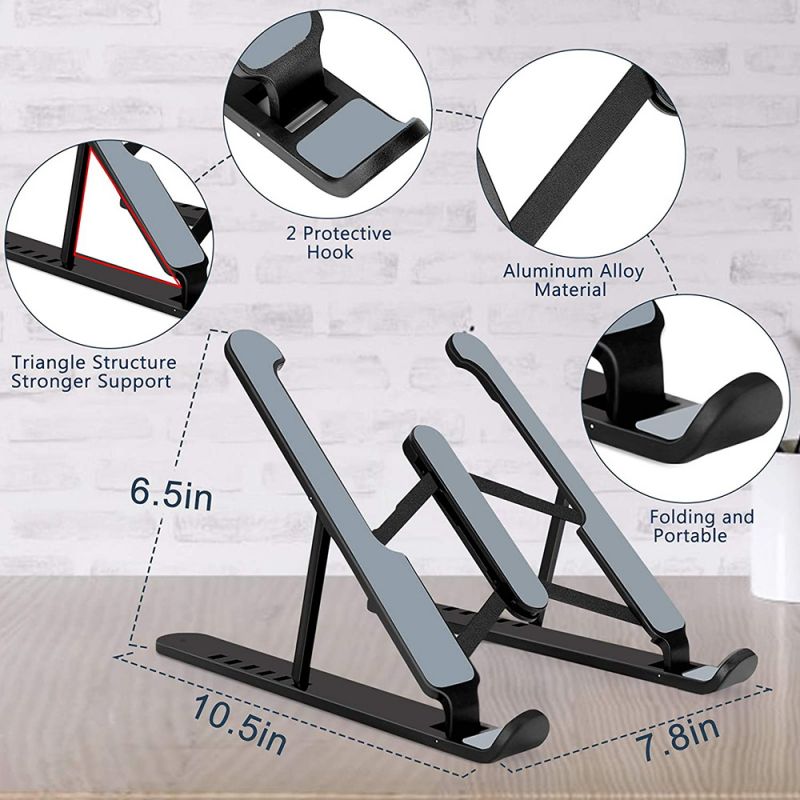 Plastic Foldable Adjustable Stand Holder For Laptop Black