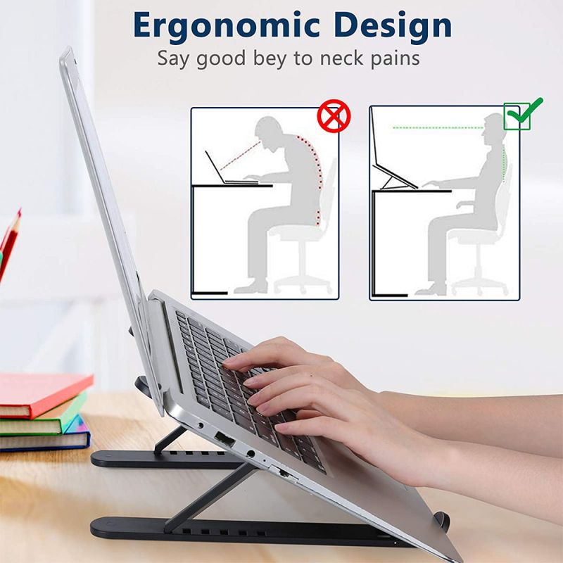 Plastic Foldable Adjustable Stand Holder For Laptop Black