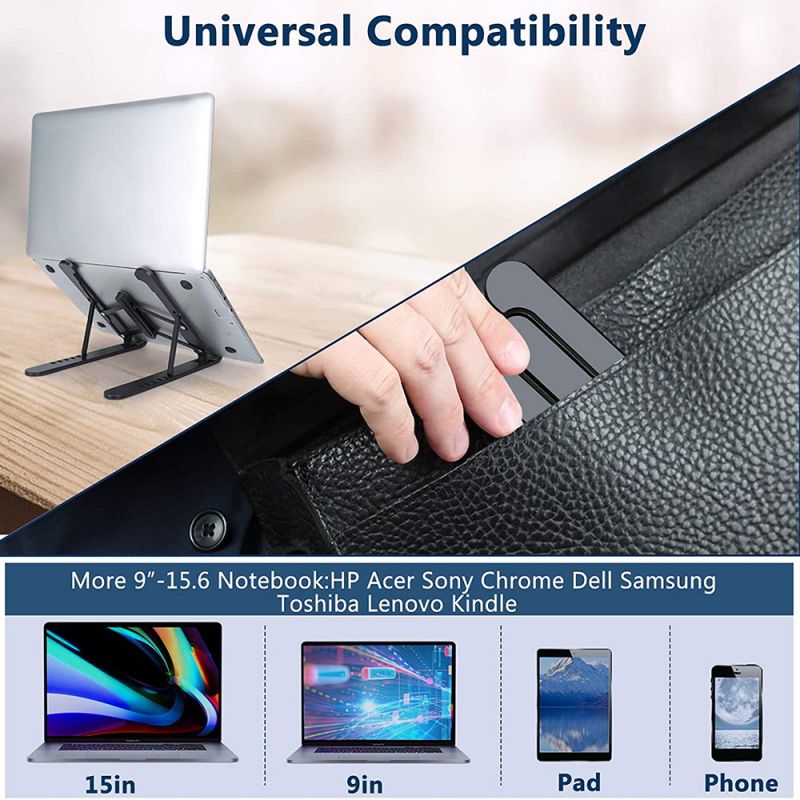 Plastic Foldable Adjustable Stand Holder For Laptop Black
