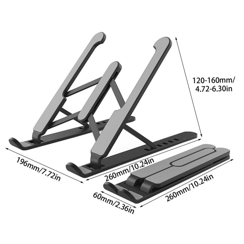 Plastic Foldable Adjustable Stand Holder For Laptop Black