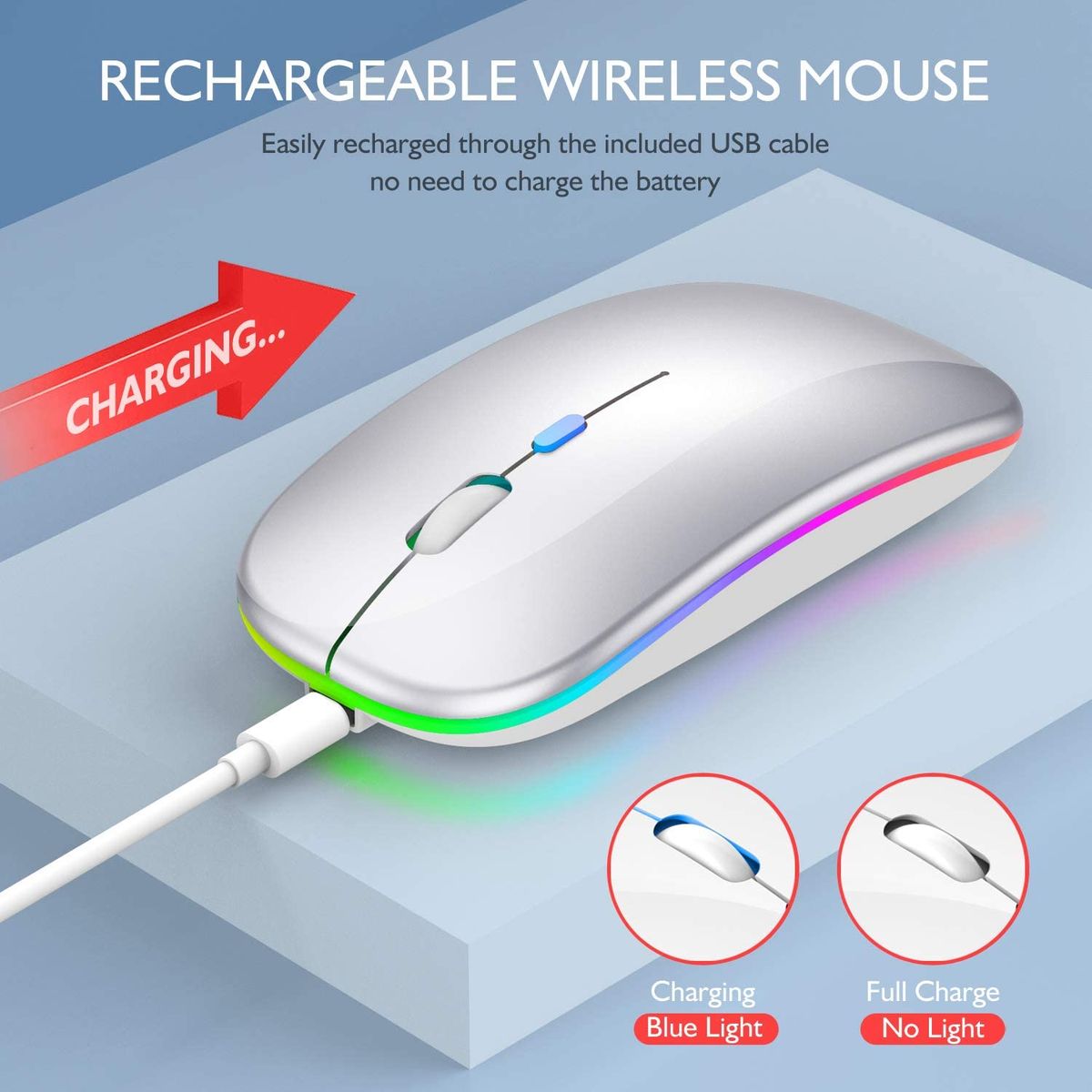 Wireless Rechargeable Mouse 2.4G Plus Bluetooth  2 Modes