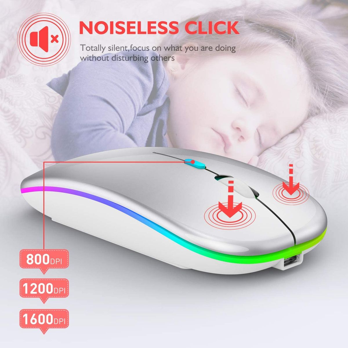 Wireless Rechargeable Mouse 2.4G Plus Bluetooth  2 Modes