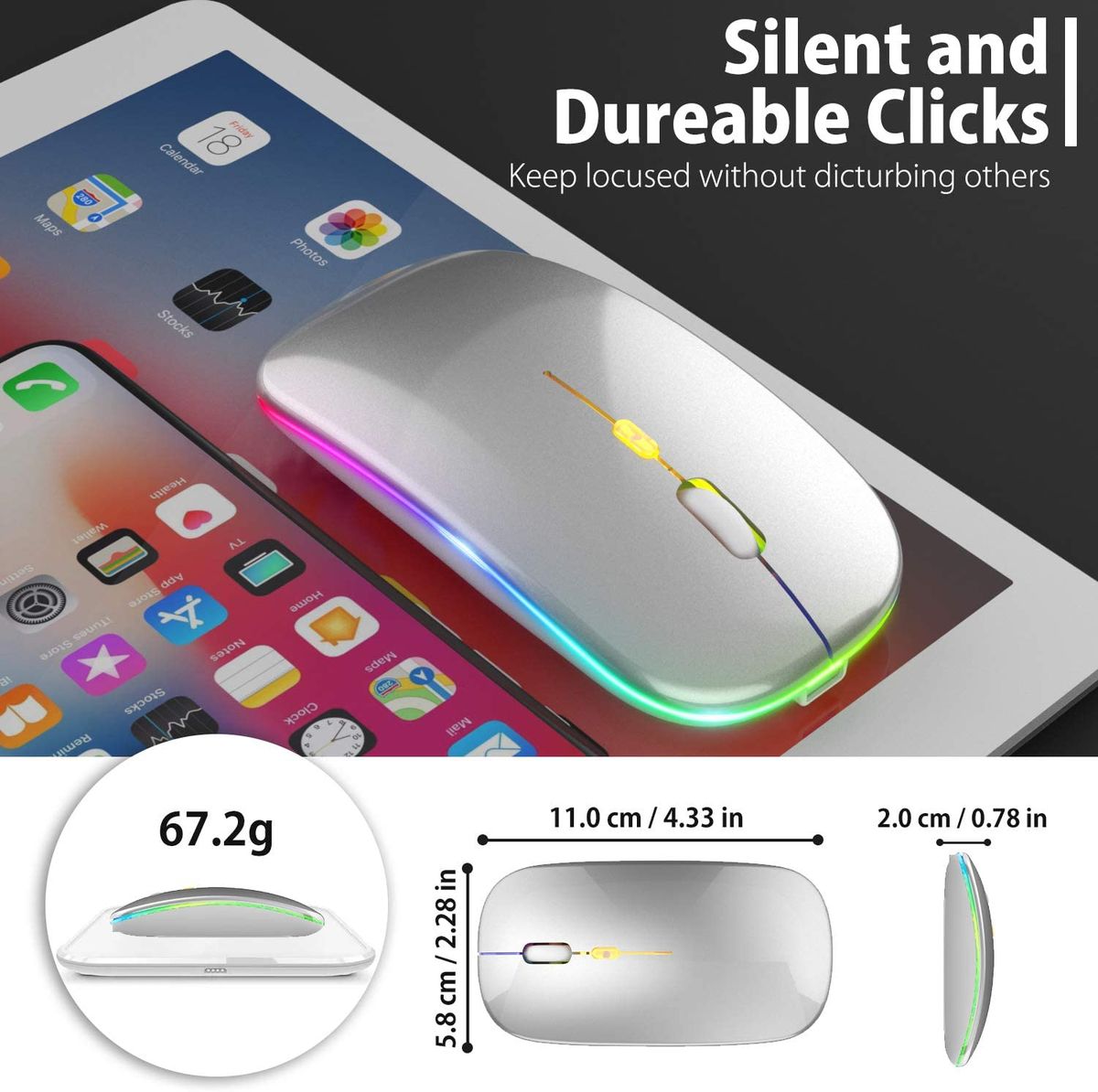 Wireless Rechargeable Mouse 2.4G Plus Bluetooth  2 Modes