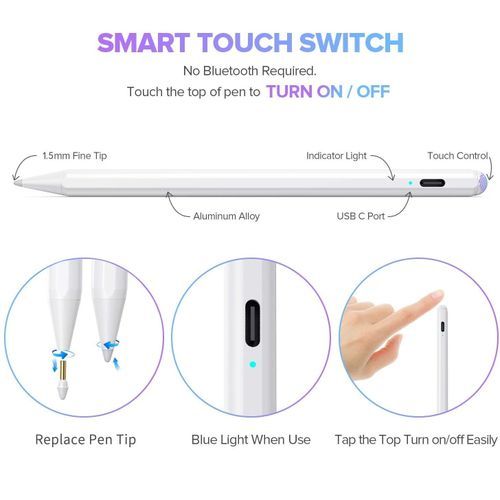 Stylus Pen For Ipad Touch Screens With Palm Rejection For Apple Pencil 2 1 IPad 6th To 9th Gen Ipad Air 3 4 Mini 5 6 After 2018